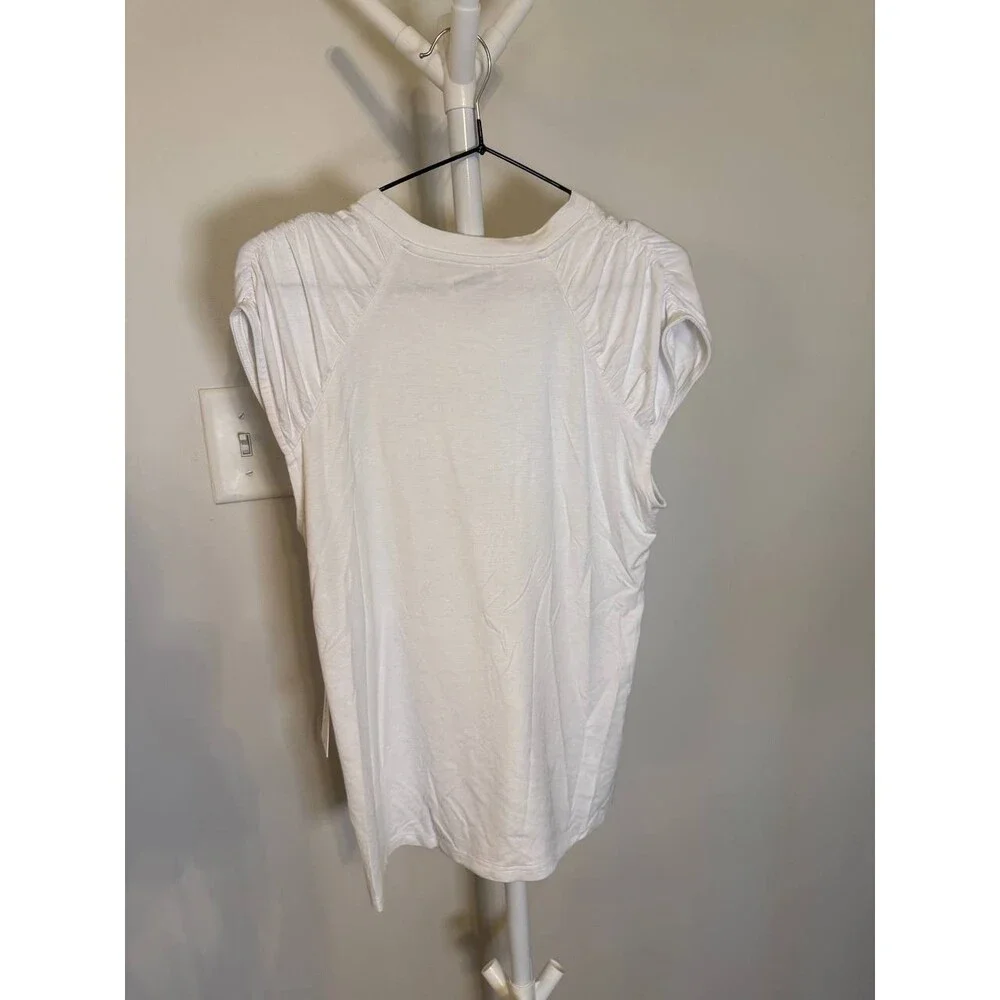 Calvin Klein White Sleeveless Ruched-Shoulder Top – Size S – NWT – $49